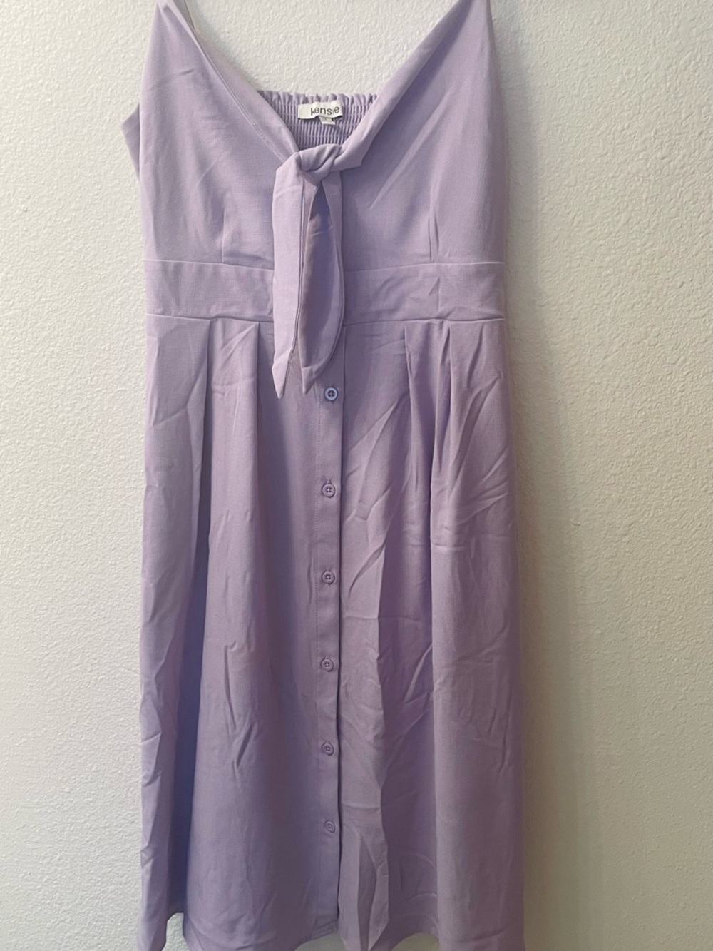Kensie Lavender Tie-Front Button-Down Midi Dress